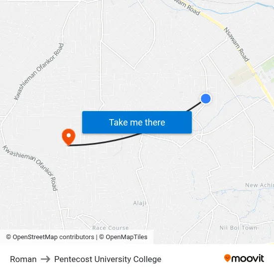 Roman to Pentecost University College map