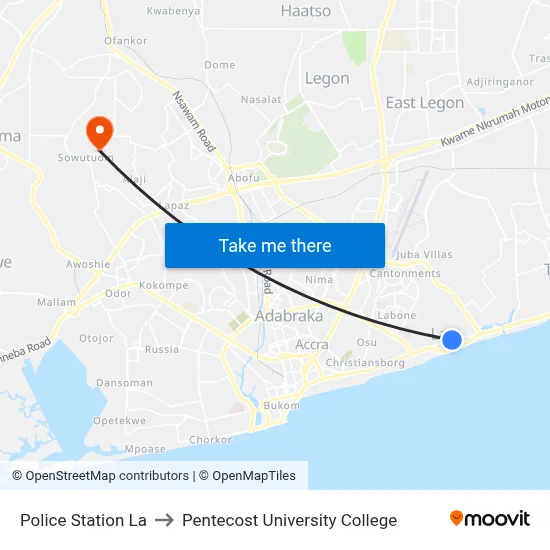 Police Station La to Pentecost University College map