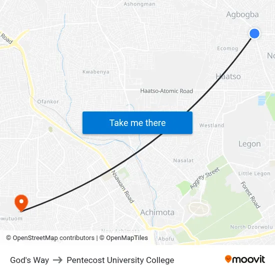 God's Way to Pentecost University College map