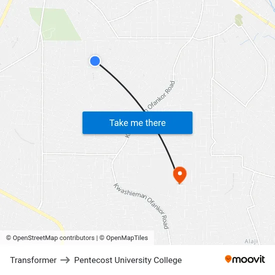 Transformer to Pentecost University College map