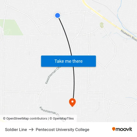 Soldier Line to Pentecost University College map