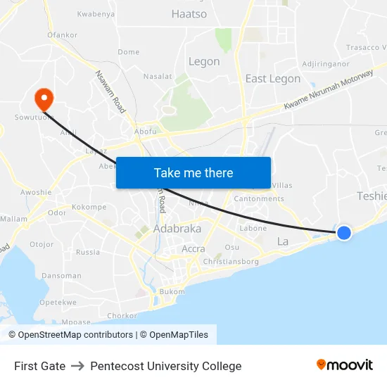 First Gate to Pentecost University College map