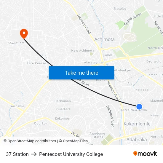37 Station to Pentecost University College map