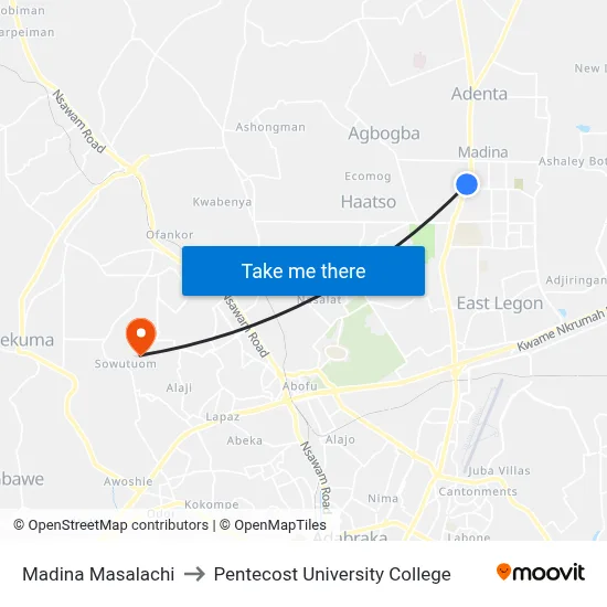 Madina Masalachi to Pentecost University College map
