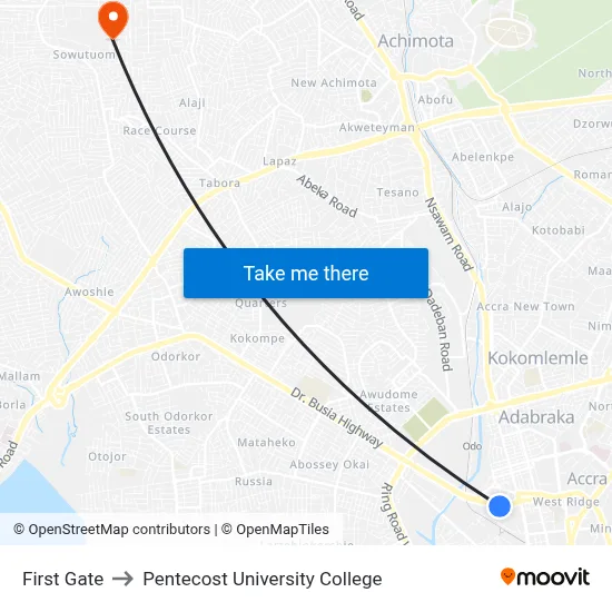 First Gate to Pentecost University College map