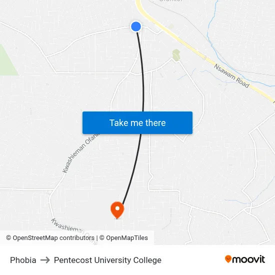 Phobia to Pentecost University College map