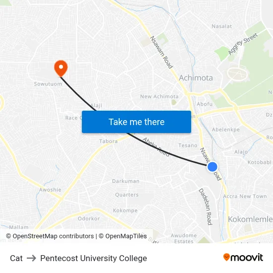 Cat to Pentecost University College map