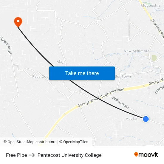 Free Pipe to Pentecost University College map