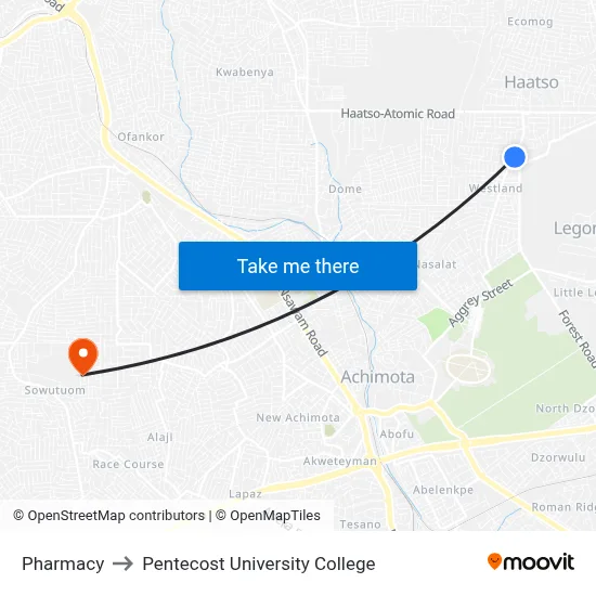 Pharmacy to Pentecost University College map