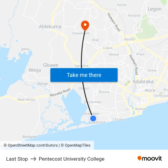 Last Stop to Pentecost University College map