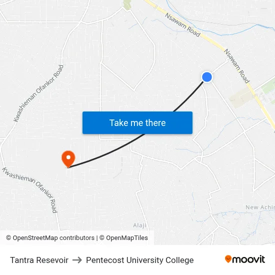 Tantra Resevoir to Pentecost University College map
