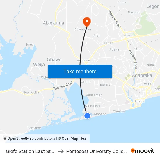 Glefe Station Last Stop to Pentecost University College map