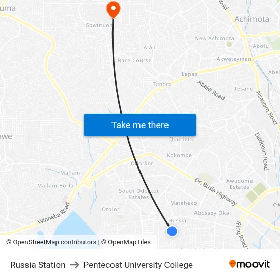 Russia Station to Pentecost University College map