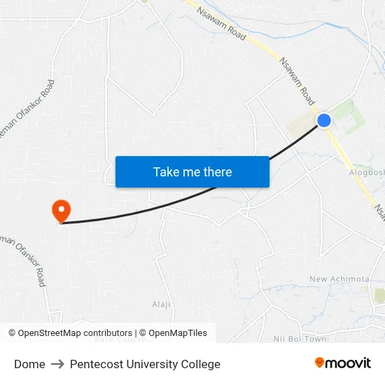 Dome to Pentecost University College map