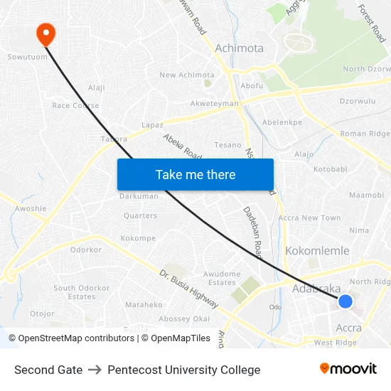 Second Gate to Pentecost University College map