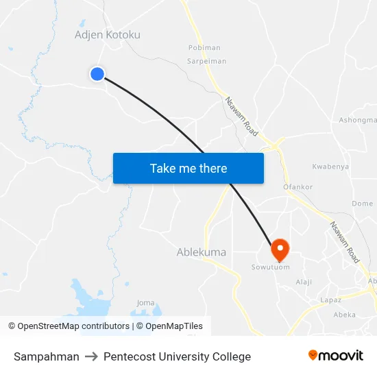 Sampahman to Pentecost University College map