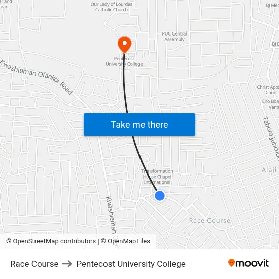 Race Course to Pentecost University College map