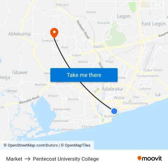 Market to Pentecost University College map