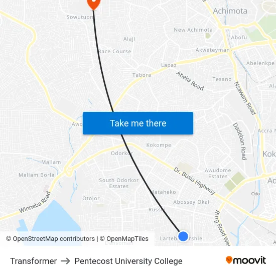 Transformer to Pentecost University College map