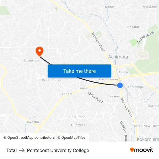 Total to Pentecost University College map