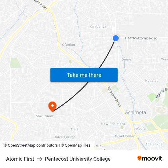Atomic First to Pentecost University College map