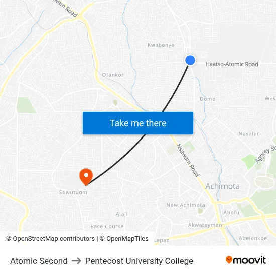 Atomic Second to Pentecost University College map