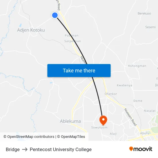 Bridge to Pentecost University College map
