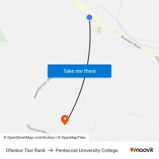 Ofankor Taxi Rank to Pentecost University College map