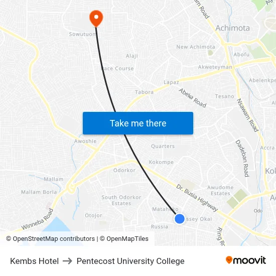 Kembs Hotel to Pentecost University College map