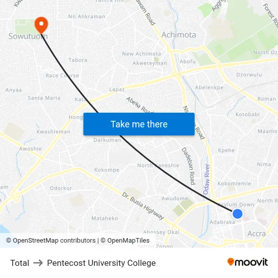 Total to Pentecost University College map