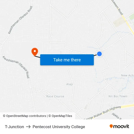 T-Junction to Pentecost University College map