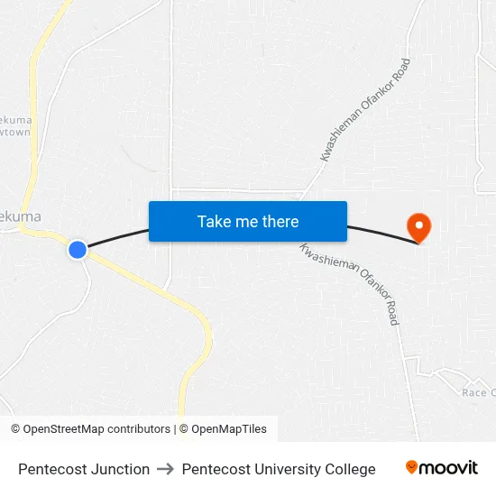Pentecost Junction to Pentecost University College map