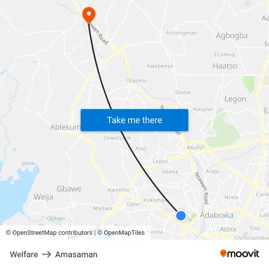 Welfare to Amasaman map
