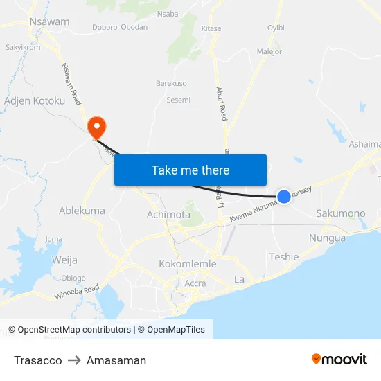Trasacco to Amasaman map