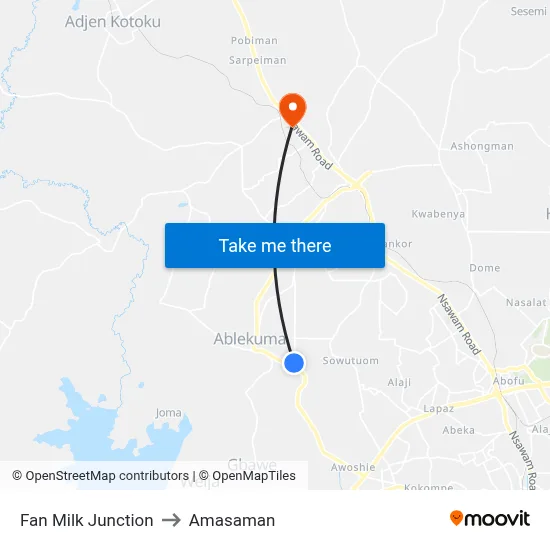 Fan Milk Junction to Amasaman map