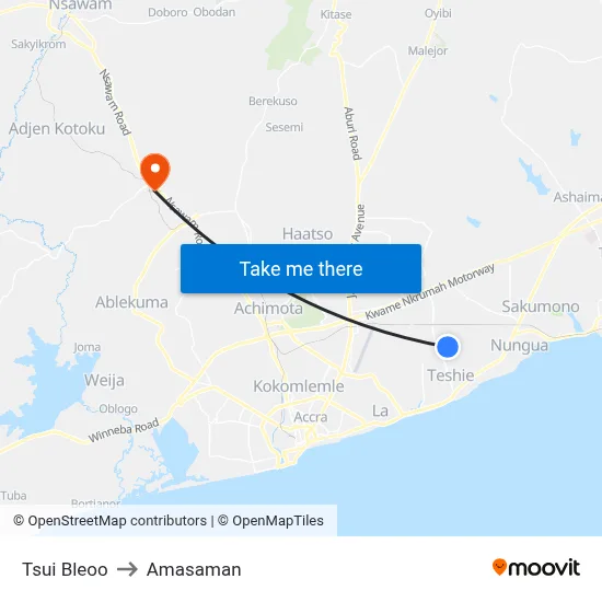 Tsui Bleoo to Amasaman map
