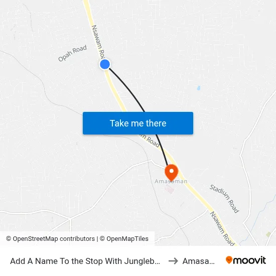 Add A Name To the Stop With Junglebus App to Amasaman map