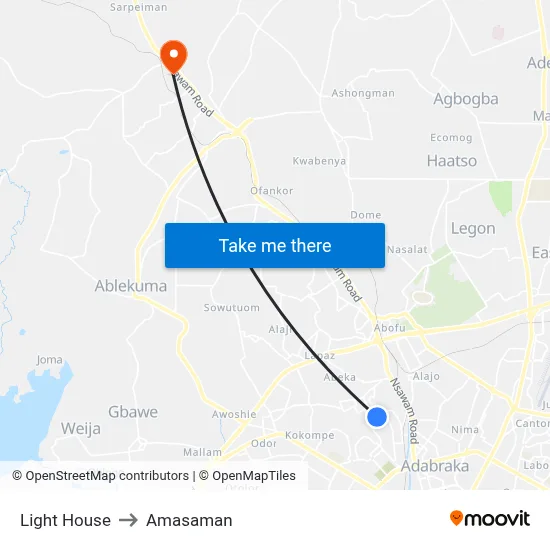 Light House to Amasaman map