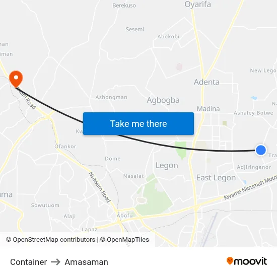 Container to Amasaman map