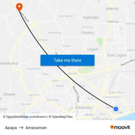 Apapa to Amasaman map