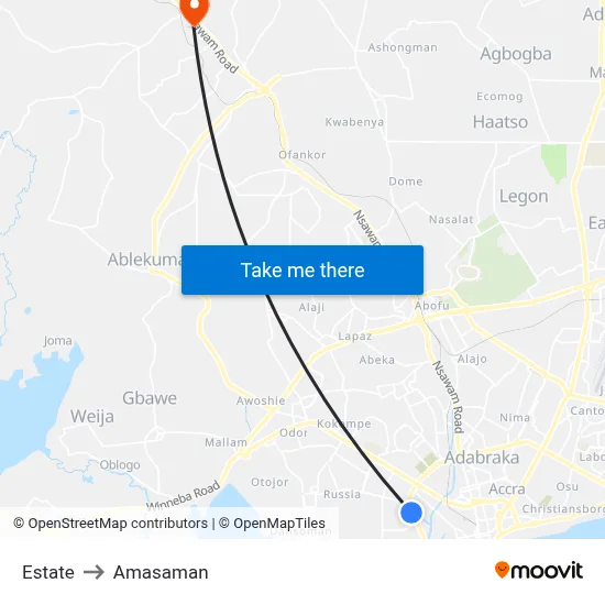 Estate to Amasaman map