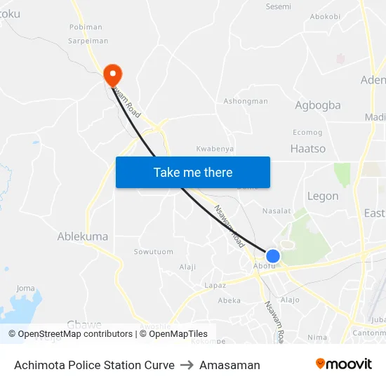Achimota Police Station Curve to Amasaman map