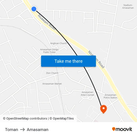 Toman to Amasaman map