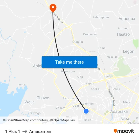 1 Plus 1 to Amasaman map