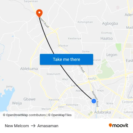 New Melcom to Amasaman map
