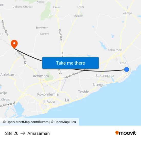 Site 20 to Amasaman map