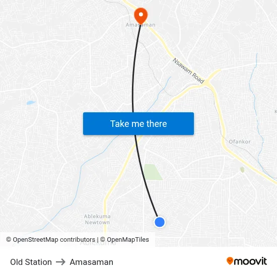 Old Station to Amasaman map