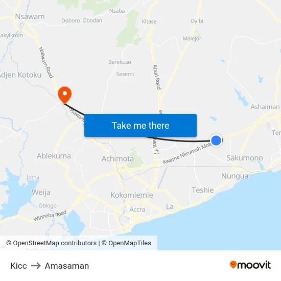 Kicc to Amasaman map