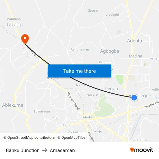 Banku Junction to Amasaman map