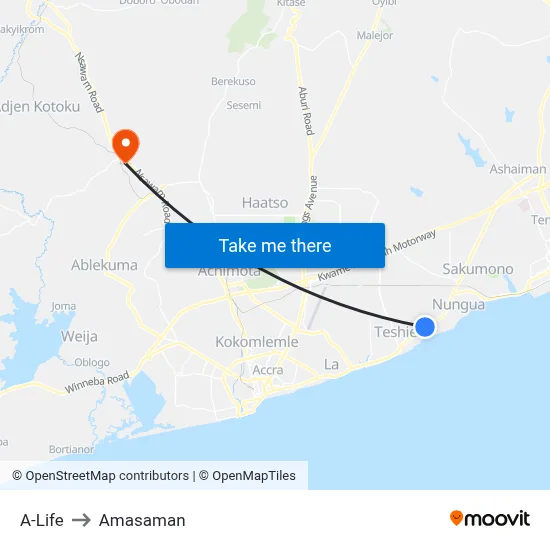 A-Life to Amasaman map